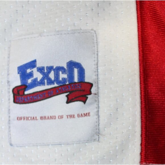 Vintage EXCO #21 Sewn Football Jersey XL Blue Red White Hip Hop Streetwear - Picture 2 of 4